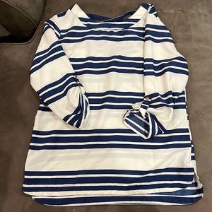 brand: sfera size: medium (fits like small) color: navy and white stripe